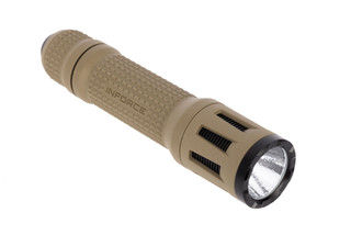 The flat dark earth Inforce TFx tactical flashlight produces up to 700 Lumens on high and 60 Lumens on the low setting